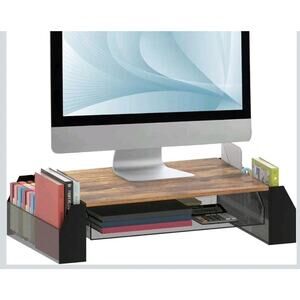 Trwcrt Metal Desk Monitor Stand Riser with Drawer and Pen Holder for...